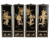 disc 2011 Jan - 36" Lady Generals Chinese Black Lacquer Wall Plaques (Set of 4)