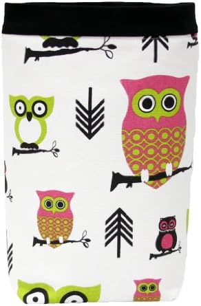 Car Trash Bag - HEADREST Style (HOOTY OWL/ BLACK BAND) Wipeable Oilcloth Lining by GreenGoose Car Bags