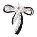 Black & C.Z. Diamond Silver Bow Brooch Pin