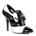 5 Inch Womens Sexy Shoes High Heel Spectator Pump Shoes With Trim Detail Black / White Patent