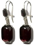 Sterling Silver Cherry Amber Barrel Earrings