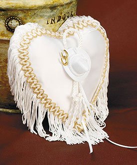 Click here to buy Western Fringe Heart Shaped Ring Pillow by SHOPZEUS.