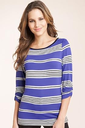 Slash Neck Colour Block Stripe Top