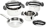 Fissler 20 314 04 000 Magic Line  Kochgeschirr-Set 4-teilig, 3 T&ouml;pfe und 1 Pfannne mit schwarzen Griffen