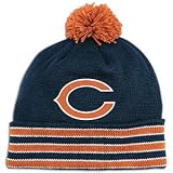 Chicago Bears Navy Mitchell & Ness Throwbacks Jersey Stripe Cuffed Pom Knit Hat