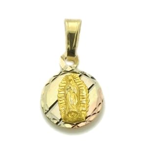 14k Gold Bautizo Three Tone Gold Charm 0 8