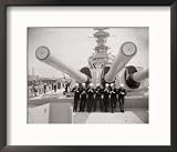 US Sailors Enjoying a Tub of Ice Cream after Their Ship the US Iowa Docks at Portsmouth, July 1955 Framed Photographic Poster Print by Mirrorpix, 21x17