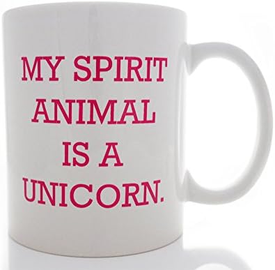 My Spirit Animal Is a Unicorn (White and Pink)© - Funny Coffee Mug, 11oz - Humorous Inspirational Gift for Those Who Enjoy Sarcasm, by SwizzleTwigTM