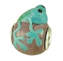 LAMPWORK GLASS BLUE FROG CHARM FITS PANDORA TROLL