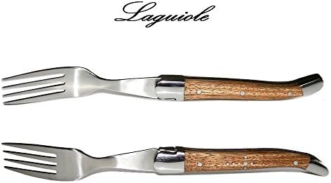 Laguiole - 6 Steak Forks - Exotic Brown Zebra-Wood - In Wooden Box - With Famous Shepherd's Cross On Handles - Direct From France