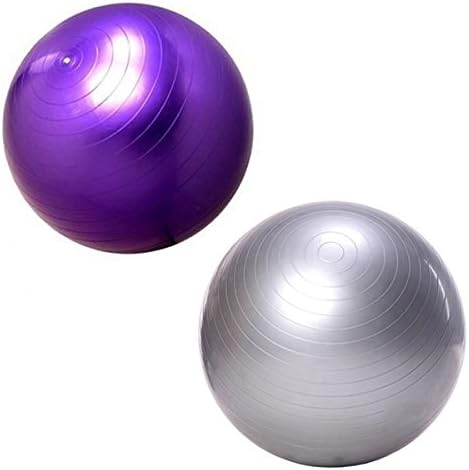 Anti-Burst Fitness Exercise Stability and Yoga Ball with Pump (Silver, 55cm/22'')