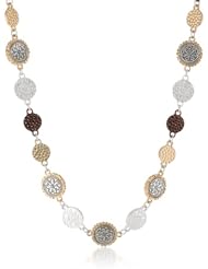 NINE WEST VINTAGE AMERICA "Coin Cantina" Tri-Tone Collar Necklace, 18"