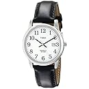 Timex Men's T2H281 Easy Reader Silver-Tone Watch with Black Leather Band