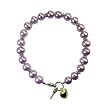 Key to My Heart Lavender Cultured Pearl Charm Bracelet in 18k Yellow Gold Overlay Sterling Silver (7")