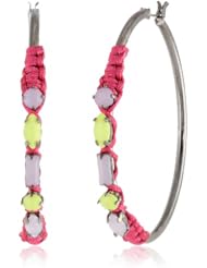 Steve Madden Woven Faceted Bead Hoop Earrings