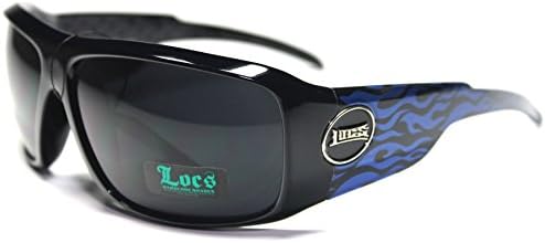 #LC18-S2 LOCS Hardcore Shades ® Blue Trim Men's Sport Sunglasses