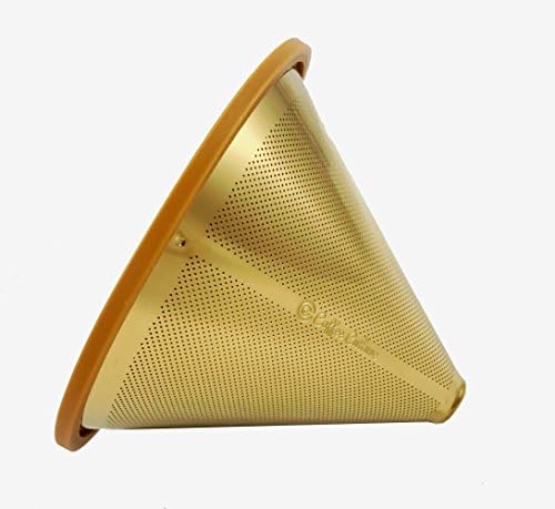 Titanium Coated, Gold Pour Over Cone Dripper, Reusable Stainless Steel Coffee Filter