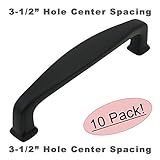 Cosmas® 4390FB Flat Black Modern Cabinet Hardware Handle Pull - 3-1/2" Inch (89mm) Hole Centers - 10 Pack