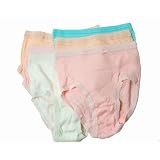 Clearance - Ladies/Womens Ribbed 100% Cotton Lace Top Briefs Underwear in Pastel Colours (Pack of 6)