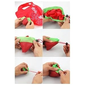 SODIAL- Strawberry Folding Fold up Reusable Compact Eco periodic duty Recycling use Shopping Bag