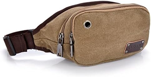 Mjhong Men Shoulder Chest Fanny Pack Waist Bag Belt Sport Travel Pouch Hip Purse Canvas pack of 3 Coffee