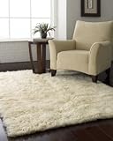 Hand-woven Soft Flokati Shag Rug Natural White 5x7