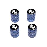 Horse Rearing Up on Black - Tire Rim Valve Stem Caps - Blue by Graphics & More