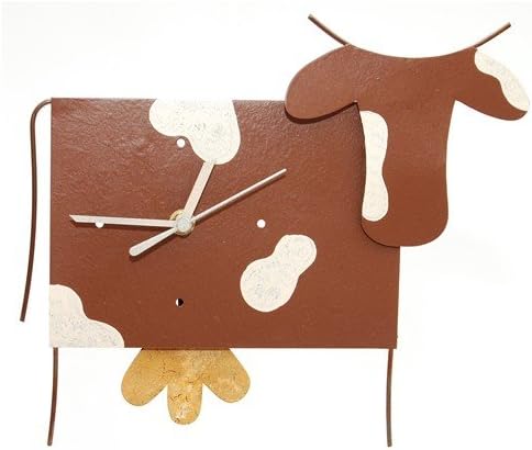 PENDULUM WALL CLOCK - LOS OXIDOS - COW - RECYCLING METAL - FAIR TRADE (Brown)