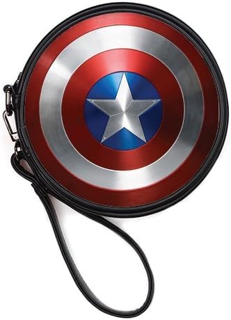 LaHuo Custom Design Captain America Shild Pattern Women Make Up Bag Personality Round Makeup Bag Coin Purse