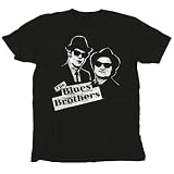 Blues Brothers Black and White Jake and Elwood Black T-Shirt Tee
