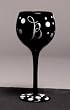 Winogram - Monogram Black Polka Dot Wine Glass - B Winogram - Monogram Black Polka Dot Wine Glass - B