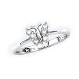 10K White Gold 0.15 ct. Diamond Butterfly Ring