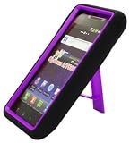 BLACK/PURPLE Armor 3 IN 1 High Impact Combo Hard Soft Gel Case Stand For LG Lucid VS840 (Verizon)