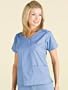 Dickies Sandwashed Mid-Length Mock Wrap Scrub Top (XS-2X) in Assorted Colors.