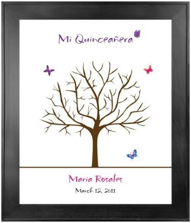 Quinceanera Guest Book Tree # 1 Butterflies 20"x24" For For 50-100 Guests