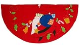 48 Santas Got Presents! Whimsical Red Christmas Tree Skirt