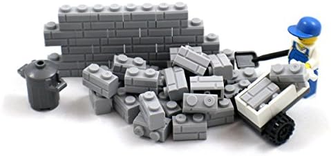 Bulk Grey Stone Wall and Minifigure Scenery Pack - Lego Compatible Cobblestone Bricks