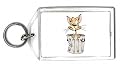 Keychain with garbage, can, cat, pet, animal, feline