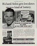 Richard Arlen starring in PARK AVENUE DAME, 1937 Kathanode Battery ad, A0538
