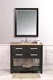 LUXExclusive Bathroom Vanity Single Sink Contemporary Vanity with Travertine Counter Top LUX-LS-2152-T: 40 W x 22 D x 36 H