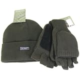 FTD JACK PYKE - Matching Green Adult Thinsulate Bob/Beanie Hat & Shooting Mits Gloves with Suede Palms Set - one size fits all!