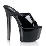 6 3/4 Inch Women's Sexy High Heel Shoes Mid Platform Sandal Black or Clear