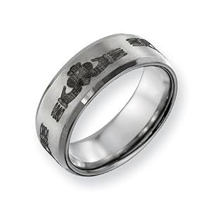 Titanium Beveled Edge 8mm Brushed and Polished Band Ring