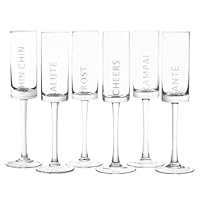 Zodax Celebration 4-Ounce Champagne Flutes, Set of 6