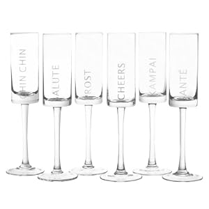 Zodax Celebration 4-Ounce Champagne Flutes, Set of 6