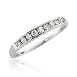 10k White Gold Anniversary Wedding Diamond Ring/ Band, Size 7 (HI, SI-I, 0.20 carat)