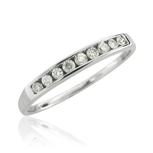 10k White Gold Anniversary Wedding Diamond Ring/ Band, Size 7 (HI, SI-I, 0.20 carat)