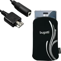 bugatti SlimCase silver b für das LG KP500 Cookie + mumbi Audio Adapter / Musikadapter / Headset Adapter KP 500