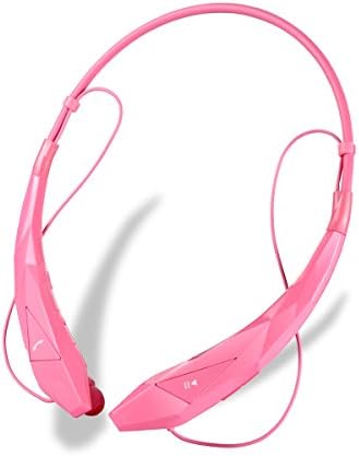 Duowo Bluetooth Headphone, Wireless Headset Stereo Headphone Flex Neck Strap EarBud Lightweight Noise Cancelling Earphone for iPhone, Samsung, Android Phones, Bluetooth Enabled Device (Pink)