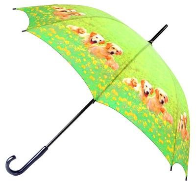 Puppies Rainkist Manual Open Stick Animal Print Novelty Umbrella